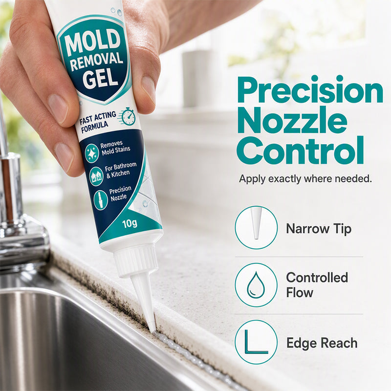 🥳2026 HOT SALE🥳💞50K+ SOLD! 🧽✨ Mildew Stain Cleaning Gel – precision tip targets grout, caulk & seams. Clinging gel stays put, no more scrubbing hard-to-reach mould! 🚿✅