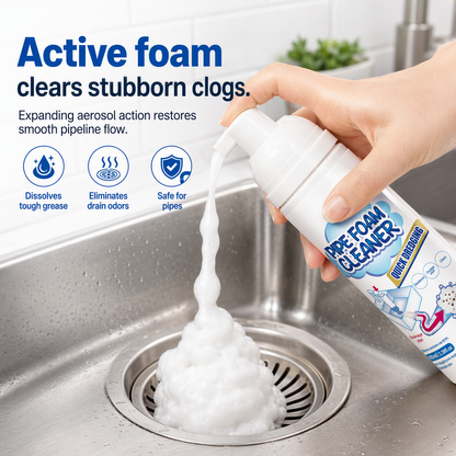 🥳2026 HOT SALE🥳💞50K+ SOLD! 🚿💨 Pipe Foam Cleaner – expanding foam dissolves grease & clears U-bend clogs fast. Kills foul odours too – watch standing water drain instantly! 🧼✅