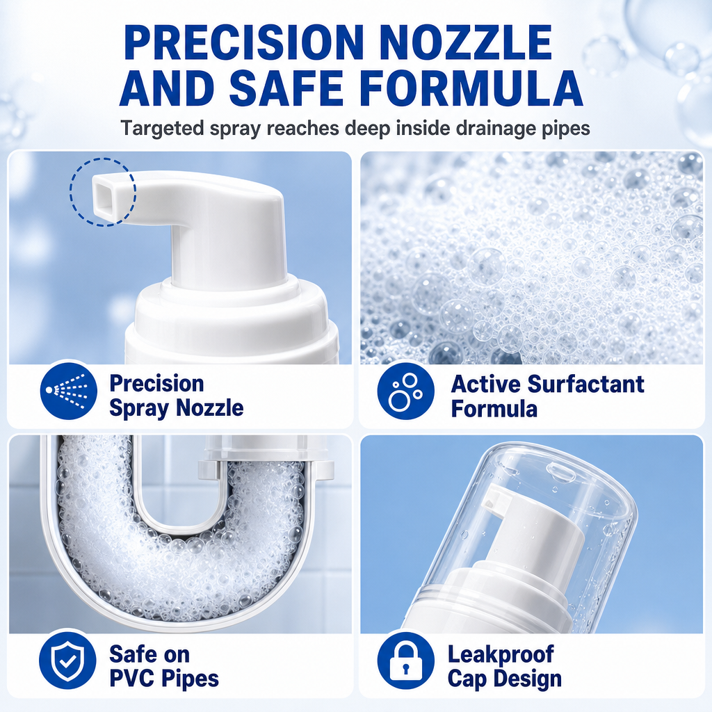 🥳2026 HOT SALE🥳💞50K+ SOLD! 🚿💨 Pipe Foam Cleaner – expanding foam dissolves grease & clears U-bend clogs fast. Kills foul odours too – watch standing water drain instantly! 🧼✅