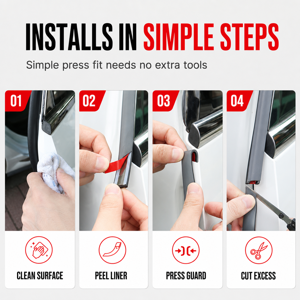 🥳2026 HOT SALE🥳💞50K+ SOLD! 🚗🛡️ Car Door Guard Strip – dual-layer impact shield protects door edges from parking scrapes & wall bumps. Universal fit, installs in minutes – no drills! 🔧✅
