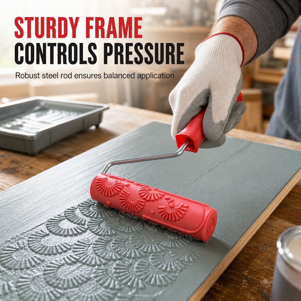 🥳2026 HOT SALE🥳💞50K+ SOLD! 🎨🪵 Embossing Roller – create wood grain walls easily, sturdy frame for even pressure. Washable & reusable, transform plain walls instantly! 🏠✨