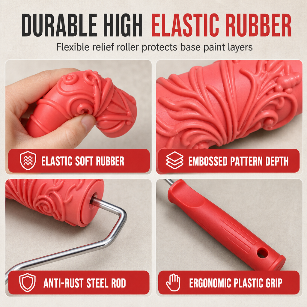🥳2026 HOT SALE🥳💞50K+ SOLD! 🎨🪵 Embossing Roller – create wood grain walls easily, sturdy frame for even pressure. Washable & reusable, transform plain walls instantly! 🏠✨