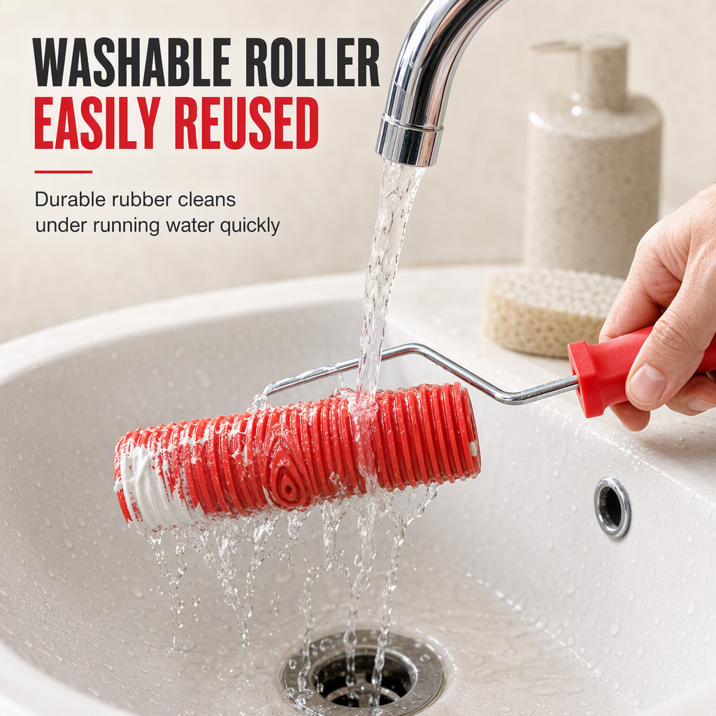 🥳2026 HOT SALE🥳💞50K+ SOLD! 🎨🪵 Embossing Roller – create wood grain walls easily, sturdy frame for even pressure. Washable & reusable, transform plain walls instantly! 🏠✨