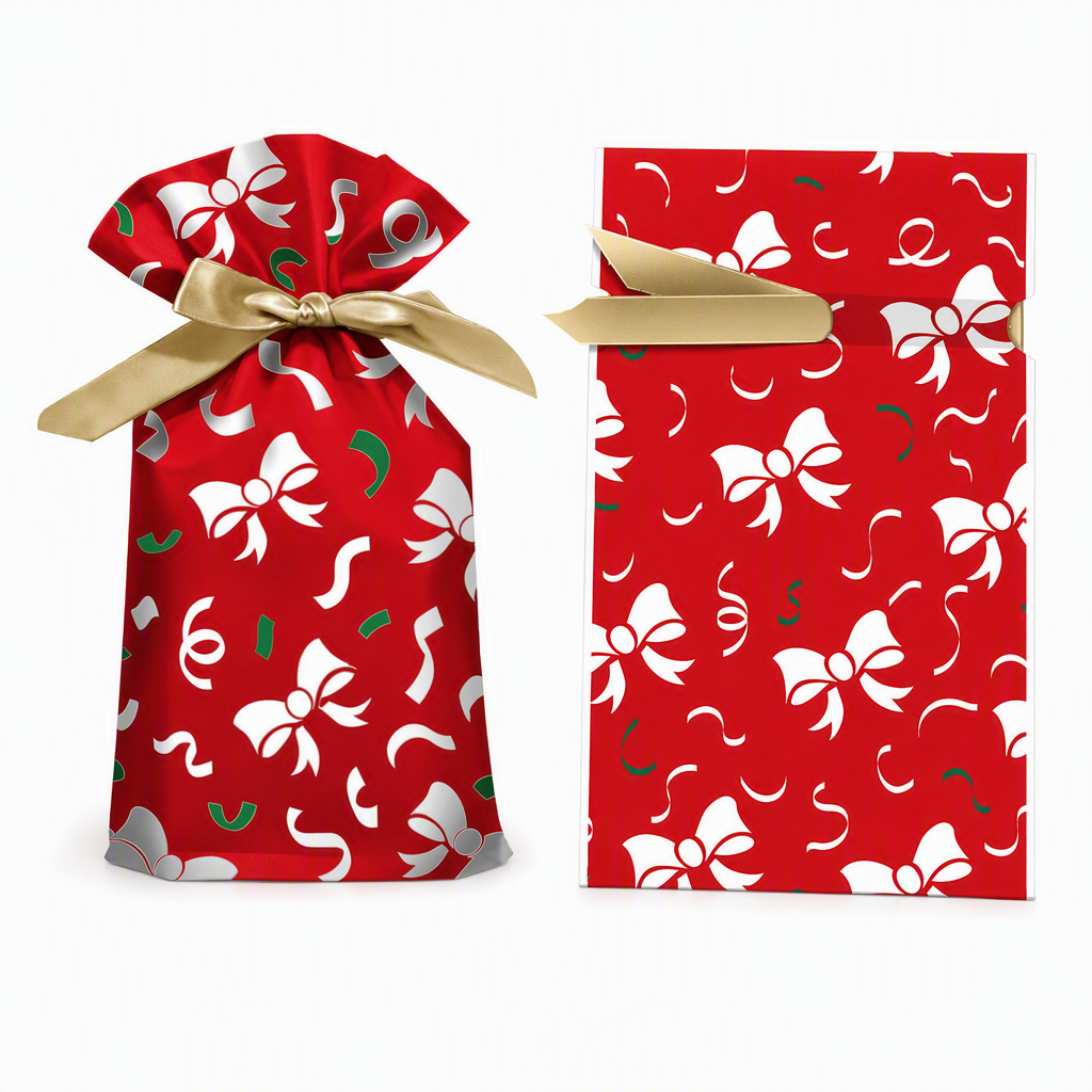 🥳2026 HOT SALE🥳💞50K+ SOLD! 🎄🎁 50% OFF! Christmas Drawstring Gift Bags with Ribbon (50 Pcs) – pull-and-tie, sturdy flat bottom, durable PEVA. Quick festive packaging! 🛡️✅