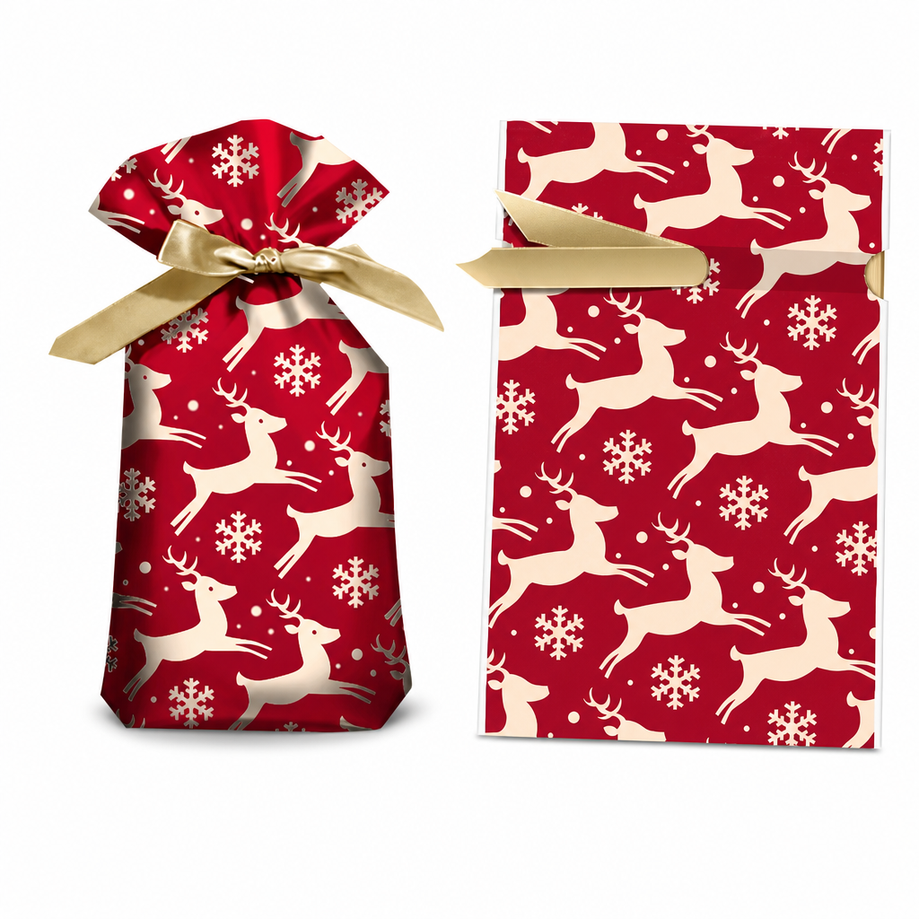 🥳2026 HOT SALE🥳💞50K+ SOLD! 🎄🎁 50% OFF! Christmas Drawstring Gift Bags with Ribbon (50 Pcs) – pull-and-tie, sturdy flat bottom, durable PEVA. Quick festive packaging! 🛡️✅