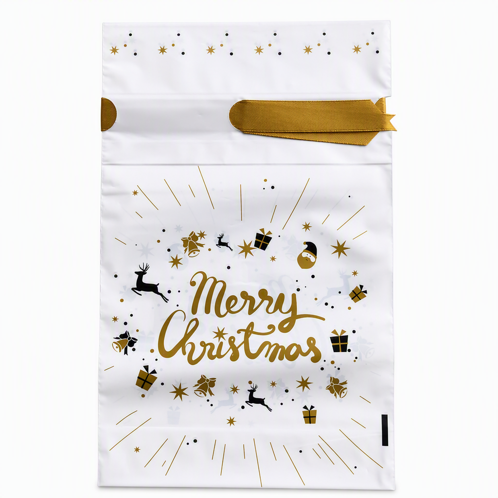 🥳2026 HOT SALE🥳💞50K+ SOLD! 🎄🎁 50% OFF! Christmas Drawstring Gift Bags with Ribbon (50 Pcs) – pull-and-tie, sturdy flat bottom, durable PEVA. Quick festive packaging! 🛡️✅