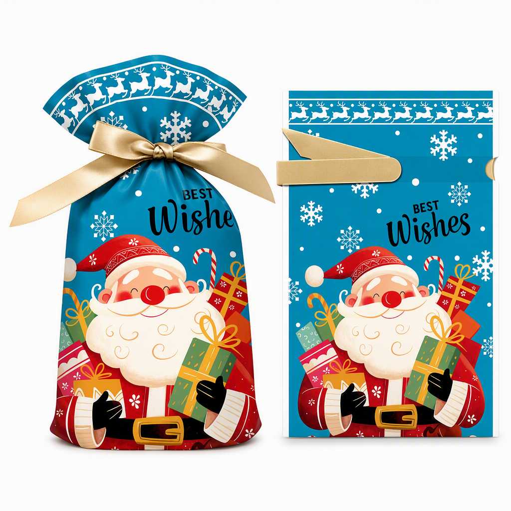 🥳2026 HOT SALE🥳💞50K+ SOLD! 🎄🎁 50% OFF! Christmas Drawstring Gift Bags with Ribbon (50 Pcs) – pull-and-tie, sturdy flat bottom, durable PEVA. Quick festive packaging! 🛡️✅