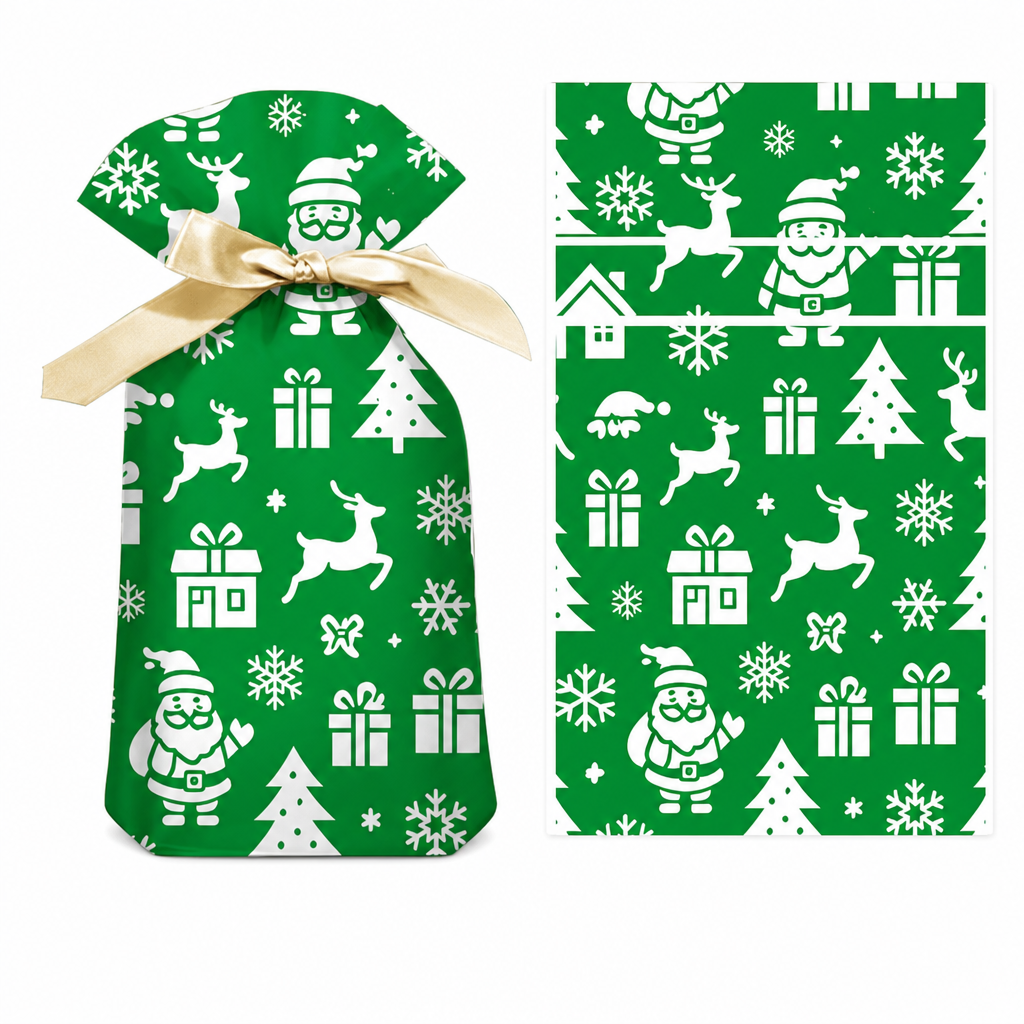 🥳2026 HOT SALE🥳💞50K+ SOLD! 🎄🎁 50% OFF! Christmas Drawstring Gift Bags with Ribbon (50 Pcs) – pull-and-tie, sturdy flat bottom, durable PEVA. Quick festive packaging! 🛡️✅