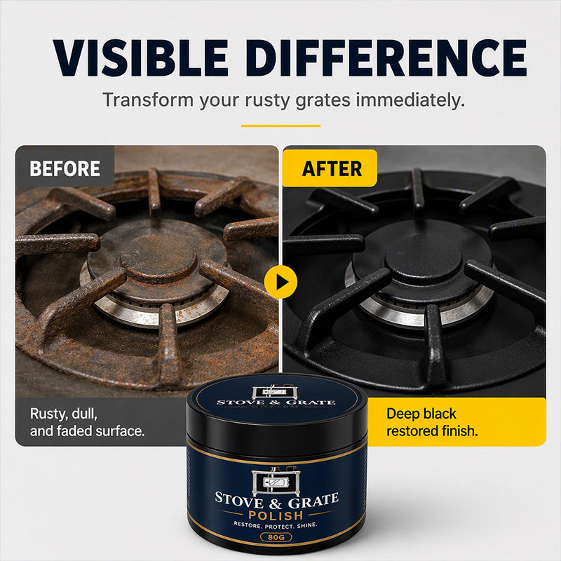 🥳2026 HOT SALE🥳💞50K+ SOLD! 🔥🖤 Cast Iron Stove Polish – restores rich black gloss, protects against rust & heat. Includes sponge – makes old stoves look new again! 🏠✨
