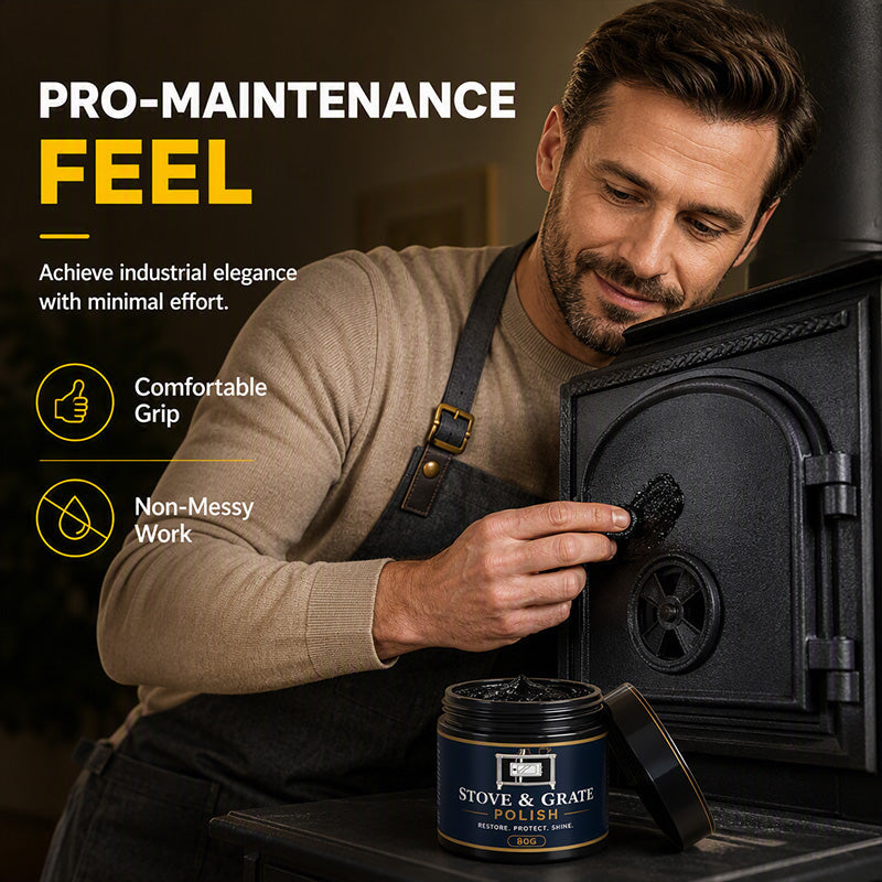 🥳2026 HOT SALE🥳💞50K+ SOLD! 🔥🖤 Cast Iron Stove Polish – restores rich black gloss, protects against rust & heat. Includes sponge – makes old stoves look new again! 🏠✨
