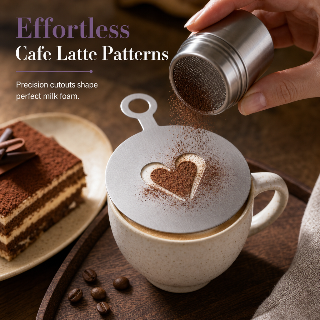 🥳2026 HOT SALE🥳💞50K+ SOLD! ☕🍰 Versatile Coffee Stencil – one template for lattes, cupcakes & dessert plates. Lightweight & easy to handle – simple, elegant DIY decorating! 🎨💚