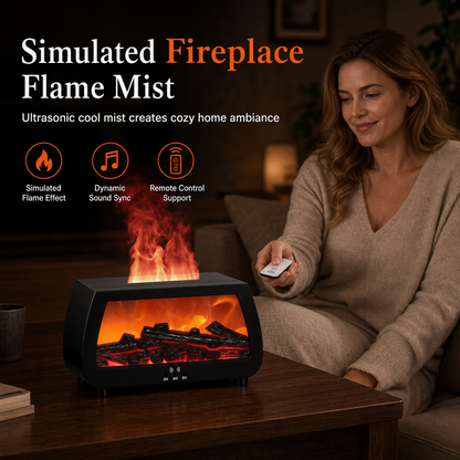 🥳2026 HOT SALE🥳💞50K+ SOLD! 🔥💨 50% OFF! Fireplace Flame Humidifier & Aromatherapy Diffuser – music sync lights, ultra quiet, auto shut-off. Cosy ambience for bedroom & office! 🌙✨