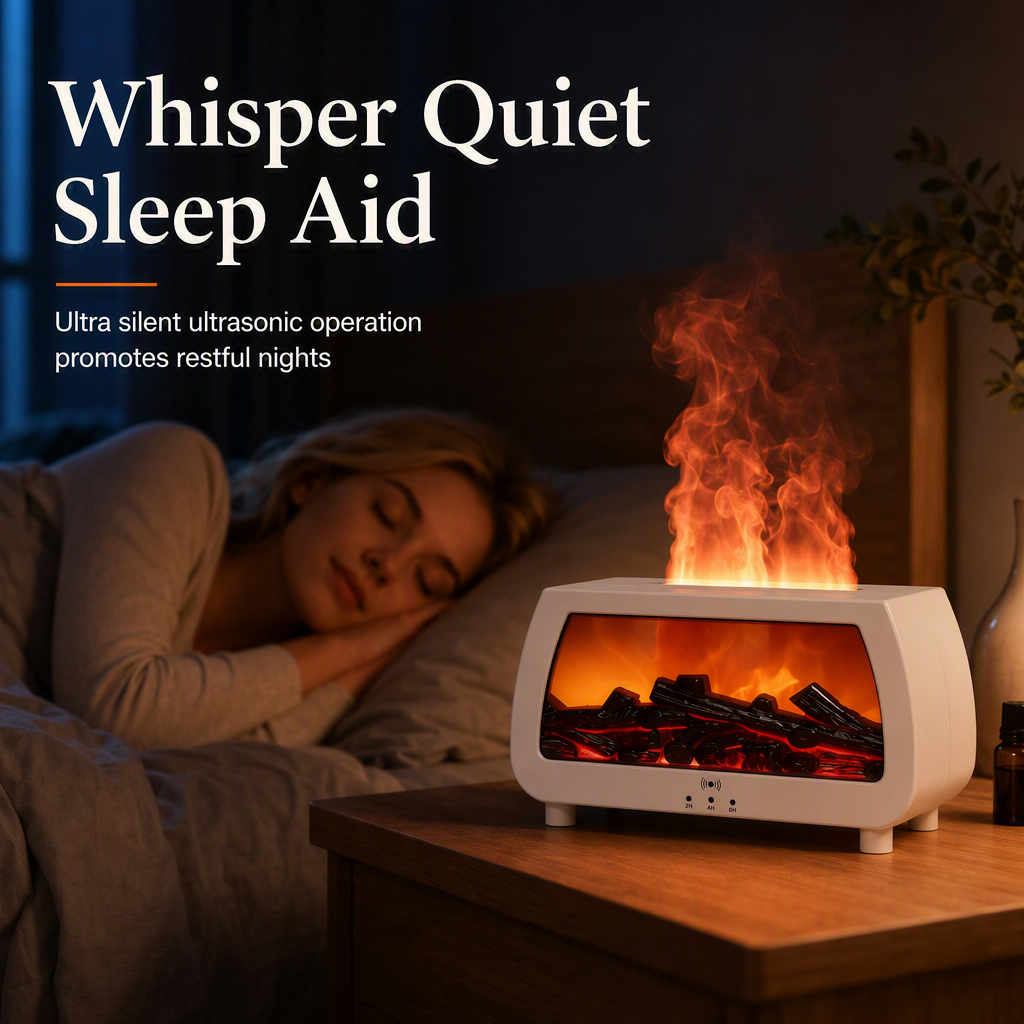 🥳2026 HOT SALE🥳💞50K+ SOLD! 🔥💨 50% OFF! Fireplace Flame Humidifier & Aromatherapy Diffuser – music sync lights, ultra quiet, auto shut-off. Cosy ambience for bedroom & office! 🌙✨