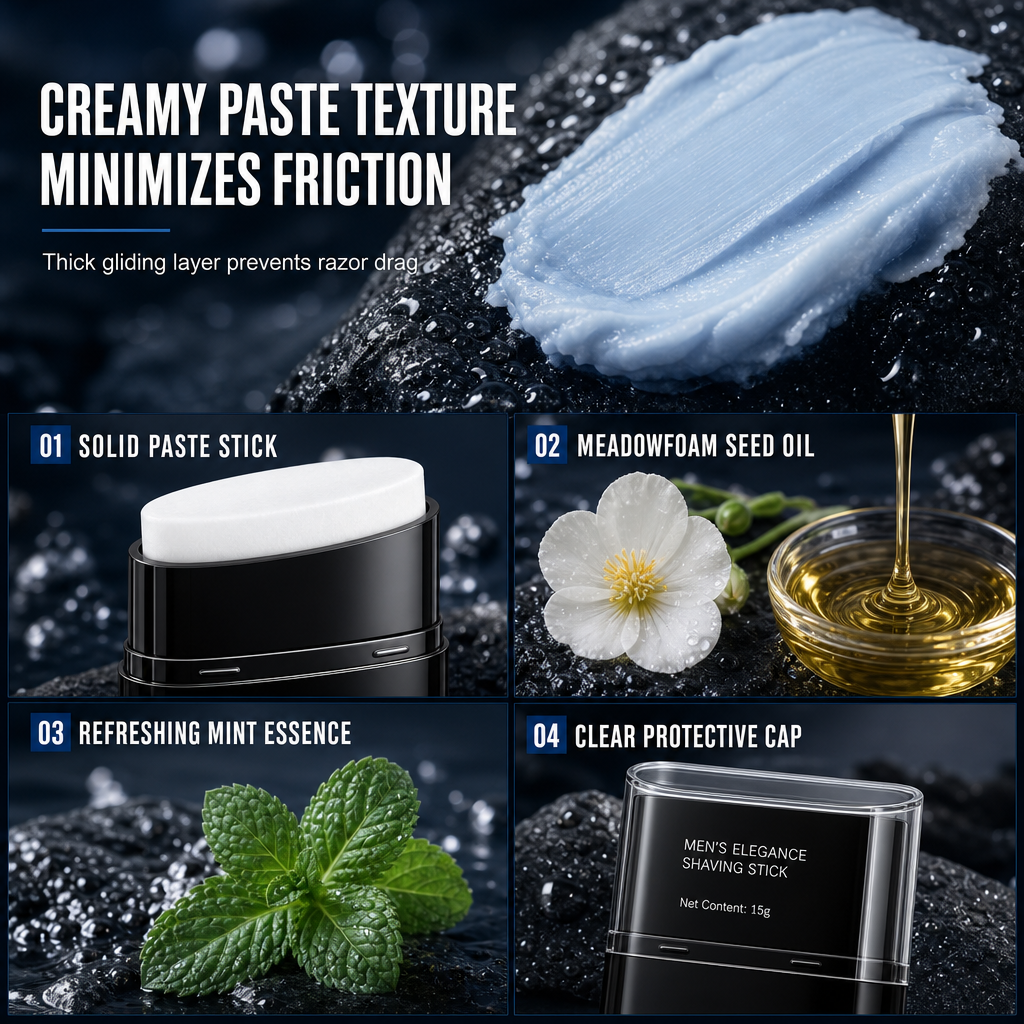 🥳2026 HOT SALE🥳💞50K+ SOLD! 🪒✨ 50% OFF! Men's 3-in-1 Shaving & Skincare Stick – lubricating oils protect from cuts, plant oils moisturize, waterproof lather. No brush needed! 🛡️💪