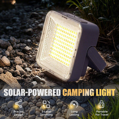 🥳2026 HOT SALE🥳💞50K+ SOLD! ☀️🔋 Portable Solar Camping Light – 50W ultra-bright, 3 light modes, solar & Type-C charging. IPX4 waterproof, doubles as power bank. Magnetic + hook mount. Light up any adventure! 🏕️💪