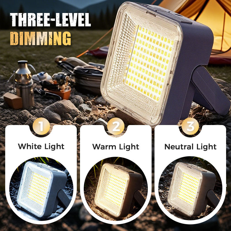 🥳2026 HOT SALE🥳💞50K+ SOLD! ☀️🔋 Portable Solar Camping Light – 50W ultra-bright, 3 light modes, solar & Type-C charging. IPX4 waterproof, doubles as power bank. Magnetic + hook mount. Light up any adventure! 🏕️💪