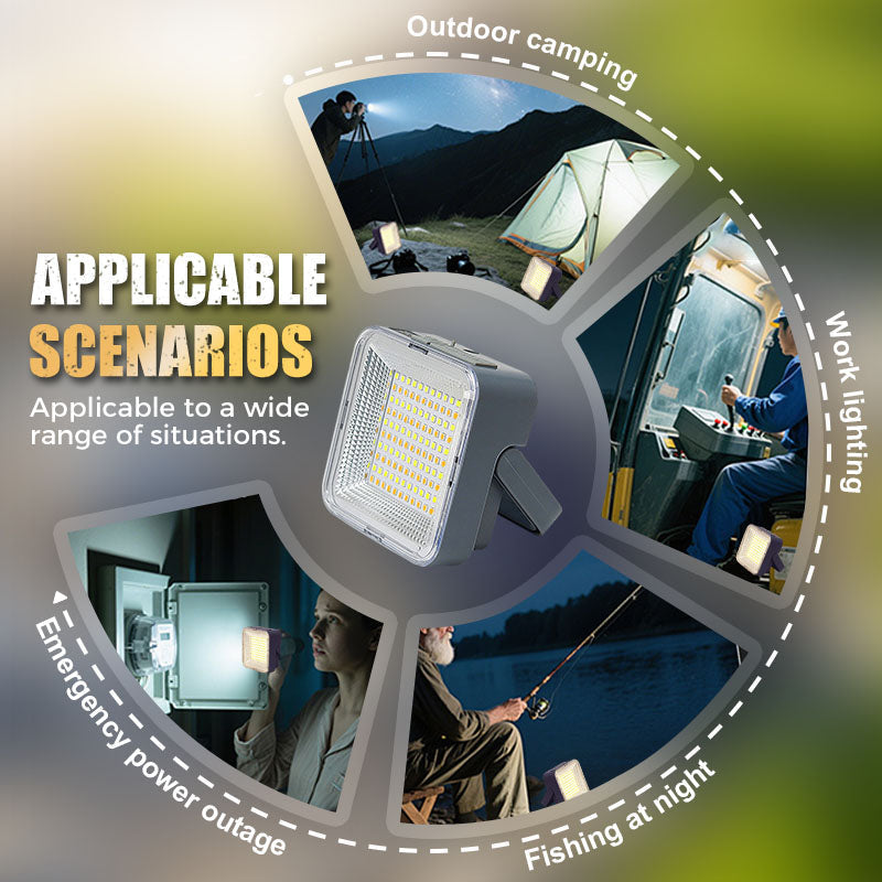 🥳2026 HOT SALE🥳💞50K+ SOLD! ☀️🔋 Portable Solar Camping Light – 50W ultra-bright, 3 light modes, solar & Type-C charging. IPX4 waterproof, doubles as power bank. Magnetic + hook mount. Light up any adventure! 🏕️💪