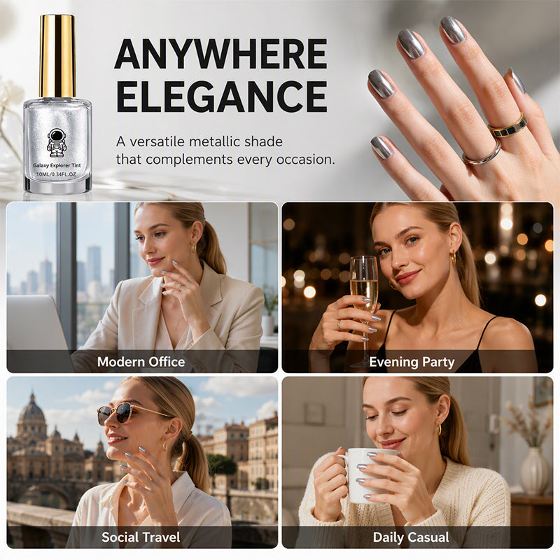 🥳2026 HOT SALE🥳💞50K+ SOLD! 💅✨ 50% OFF! Galaxy Chrome Silver Nail Polish – air-dry, high-shine mirror finish, salon-quality at home. No lamp needed! 💎🧊