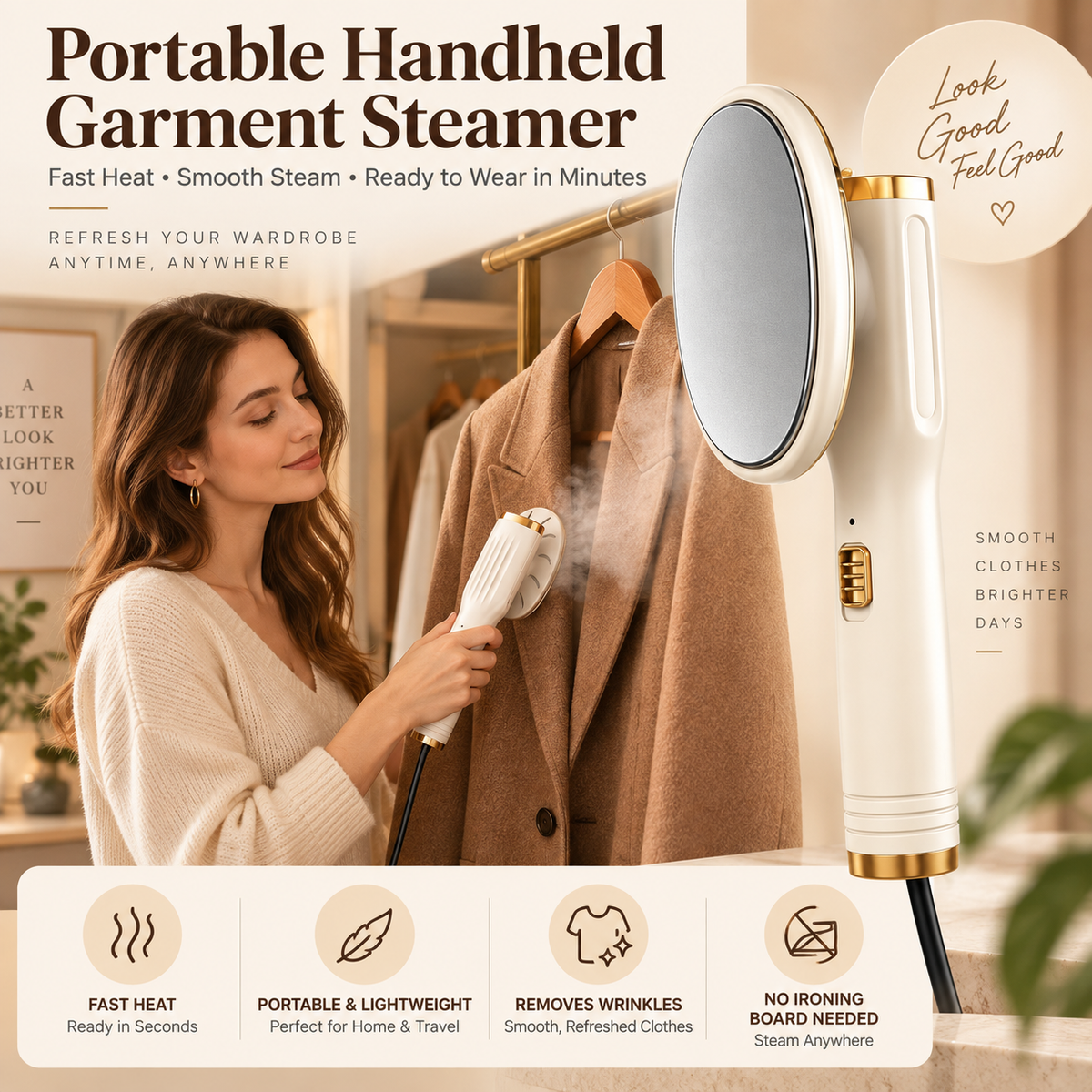 🥳2026 HOT SALE🥳💞50K+ SOLD! 👔💨 50% OFF! Handheld Garment Steamer – 20s heat-up, dry & wet modes, leak-proof. Remove wrinkles in minutes – step out sharp every morning! 🌫️✅
