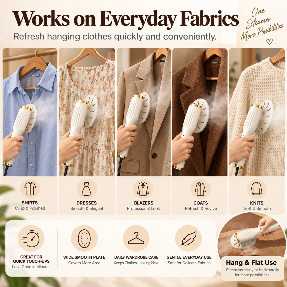 🥳2026 HOT SALE🥳💞50K+ SOLD! 👔💨 50% OFF! Handheld Garment Steamer – 20s heat-up, dry & wet modes, leak-proof. Remove wrinkles in minutes – step out sharp every morning! 🌫️✅