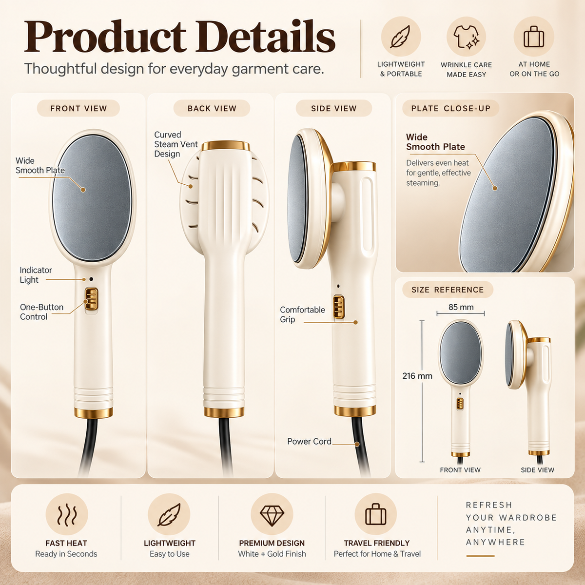 🥳2026 HOT SALE🥳💞50K+ SOLD! 👔💨 50% OFF! Handheld Garment Steamer – 20s heat-up, dry & wet modes, leak-proof. Remove wrinkles in minutes – step out sharp every morning! 🌫️✅