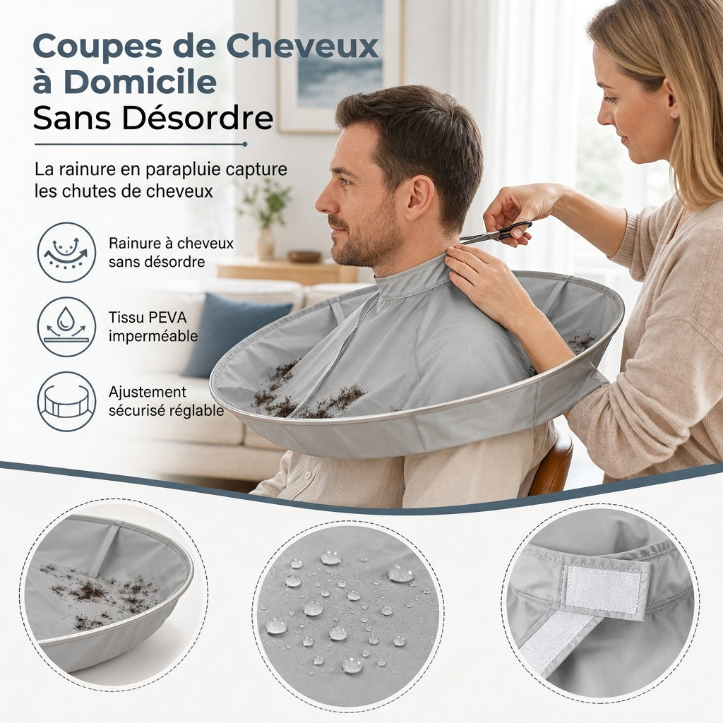 🥳2026 HOT SALE🥳💞50K+ SOLD! ✂️🧹 50% OFF! Hair Cutting Cape with Catcher – built-in groove traps clippings, no mess on clothes or floors. Waterproof, non-static, folds flat. Perfect for home trims & kids' cuts! 💇✅