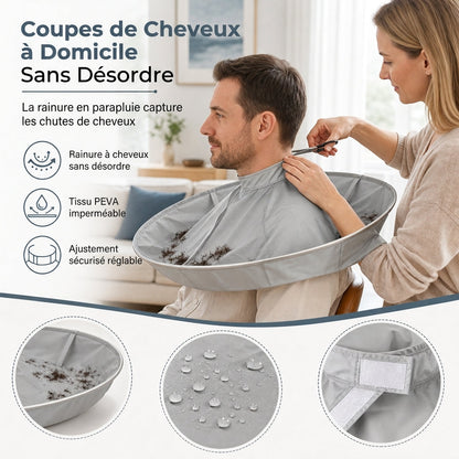 🥳2026 HOT SALE🥳💞50K+ SOLD! ✂️🧹 50% OFF! Hair Cutting Cape with Catcher – built-in groove traps clippings, no mess on clothes or floors. Waterproof, non-static, folds flat. Perfect for home trims & kids' cuts! 💇✅