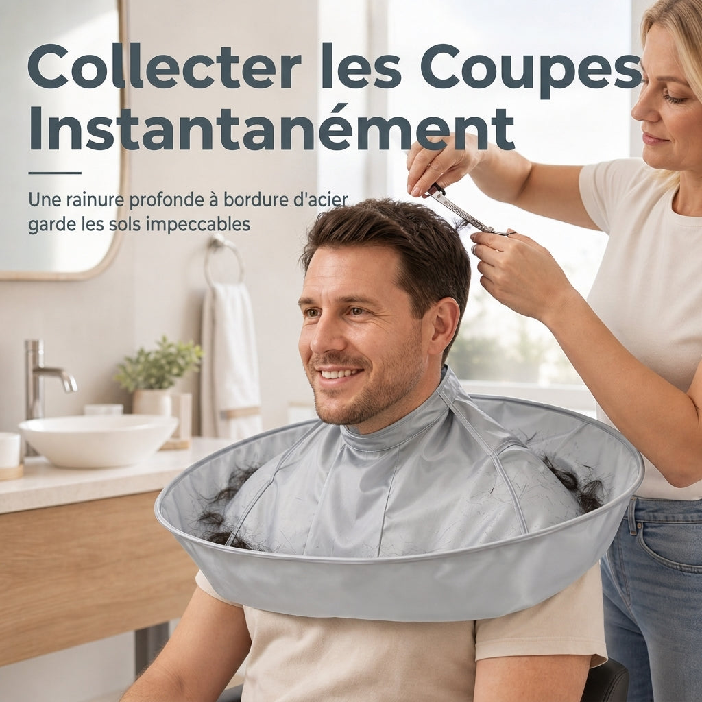 🥳2026 HOT SALE🥳💞50K+ SOLD! ✂️🧹 50% OFF! Hair Cutting Cape with Catcher – built-in groove traps clippings, no mess on clothes or floors. Waterproof, non-static, folds flat. Perfect for home trims & kids' cuts! 💇✅