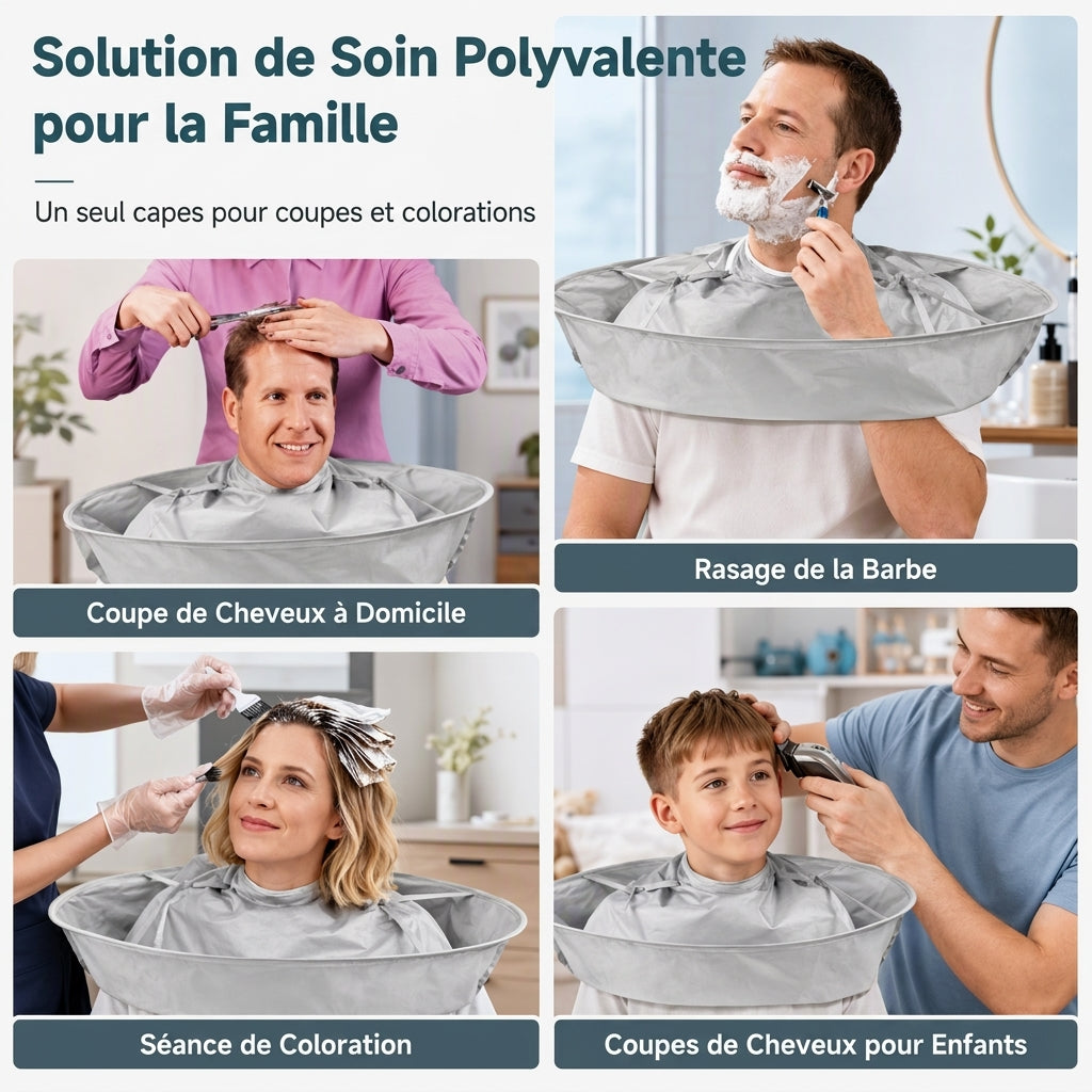 🥳2026 HOT SALE🥳💞50K+ SOLD! ✂️🧹 50% OFF! Hair Cutting Cape with Catcher – built-in groove traps clippings, no mess on clothes or floors. Waterproof, non-static, folds flat. Perfect for home trims & kids' cuts! 💇✅