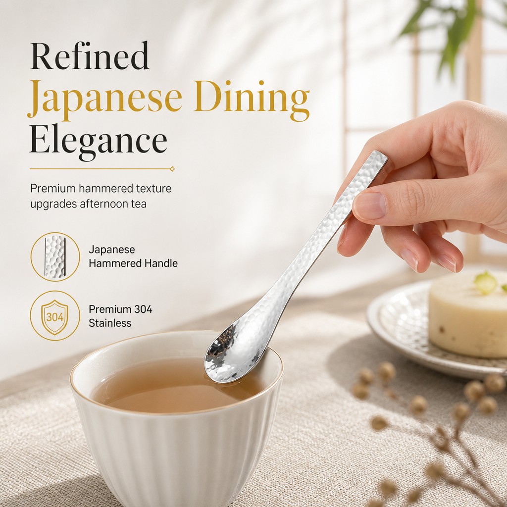 🥳2026 HOT SALE🥳💞50K+ SOLD! 🥄✨ BUY 1 GET 1 FREE! Hammered Dessert Spoon – Japanese elegance, ergonomic slip-free handle. Food-grade 304 steel, fingerprint-resistant. Dessert dining refined! 🍰💎