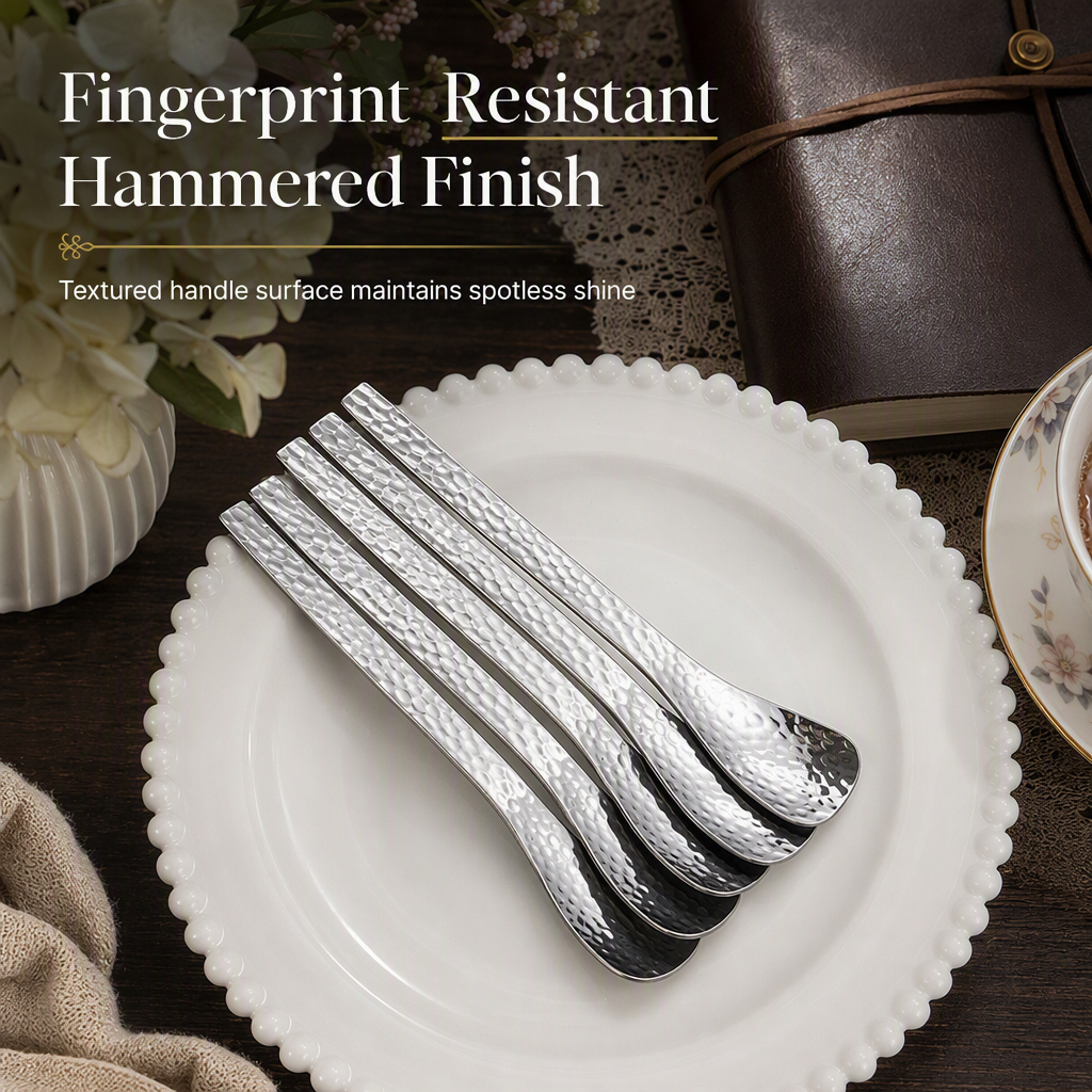 🥳2026 HOT SALE🥳💞50K+ SOLD! 🥄✨ BUY 1 GET 1 FREE! Hammered Dessert Spoon – Japanese elegance, ergonomic slip-free handle. Food-grade 304 steel, fingerprint-resistant. Dessert dining refined! 🍰💎