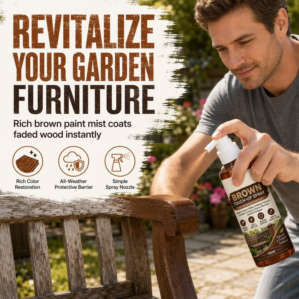 🥳2026 HOT SALE🥳💞50K+ SOLD! 🪵✨ 50% OFF! Brown Wood Touch-Up Spray – restores faded outdoor furniture, precision spray, waterproof & crack-free. Refresh your garden wood! 🛡️💪
