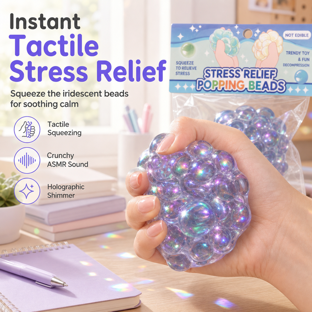 Aurora Colorful Beads Squishy Squeeze Ball