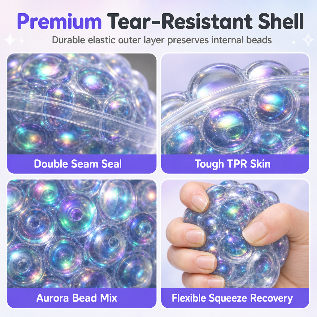 Aurora Colorful Beads Squishy Squeeze Ball
