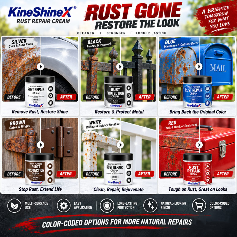 🥳2026 HOT SALE🥳💞50K+ SOLD! 🔧🛡️ 50% OFF! Multi-Purpose Rust Repair Cream – removes rust & protects metal, color-matched finish. For cars, gates & garden tools. 3-step easy fix! 🏠✅