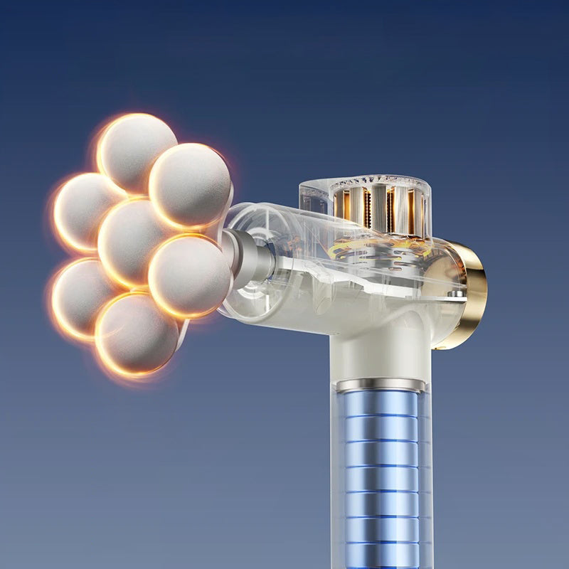 🥳2026 HOT SALE🥳💞50K+ SOLD! 💆♂️🔥 Multi-Head Massage Gun – 7-ball head covers large areas, 46mm deep percussion eases aches & stiffness. 9 heads for full-body relief! 💪✨