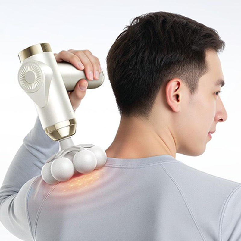 🥳2026 HOT SALE🥳💞50K+ SOLD! 💆♂️🔥 Multi-Head Massage Gun – 7-ball head covers large areas, 46mm deep percussion eases aches & stiffness. 9 heads for full-body relief! 💪✨