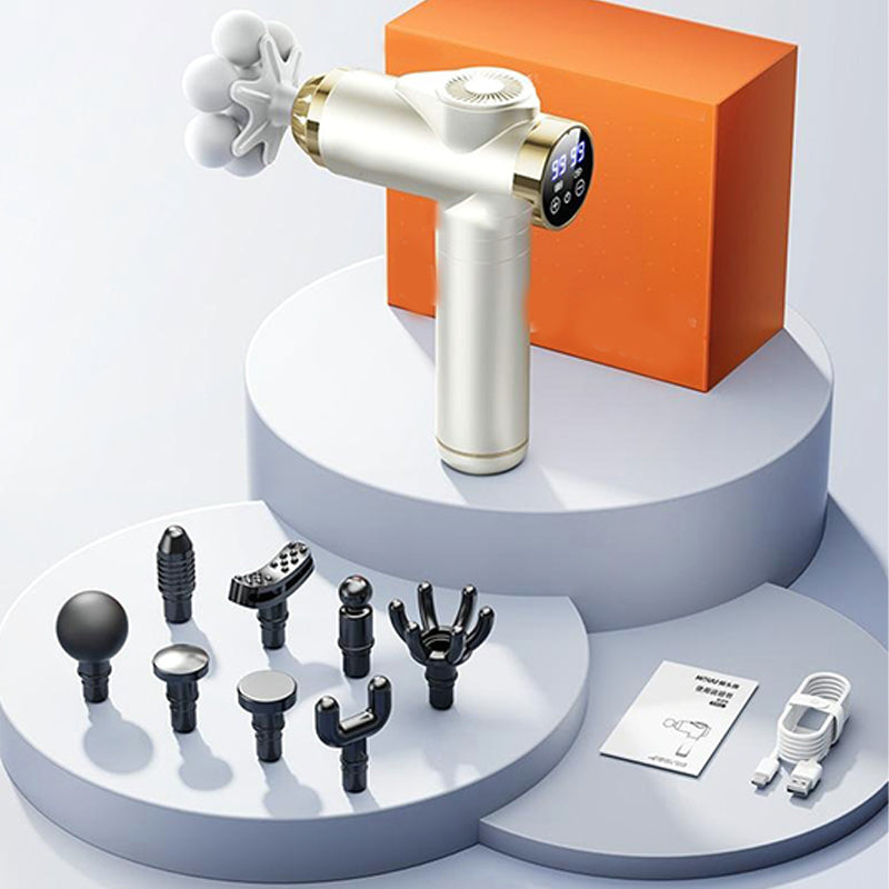 🥳2026 HOT SALE🥳💞50K+ SOLD! 💆♂️🔥 Multi-Head Massage Gun – 7-ball head covers large areas, 46mm deep percussion eases aches & stiffness. 9 heads for full-body relief! 💪✨