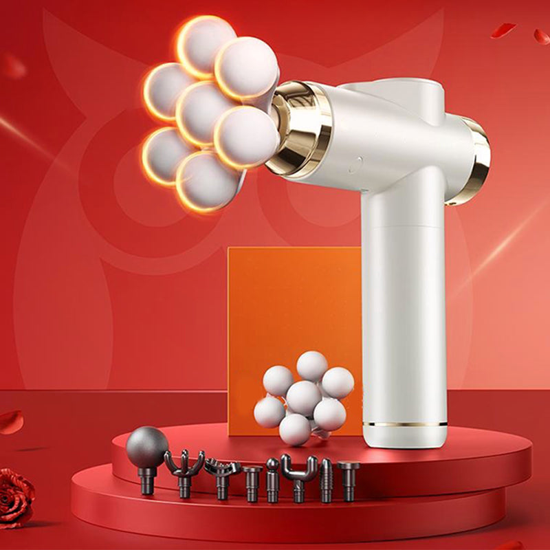 🥳2026 HOT SALE🥳💞50K+ SOLD! 💆♂️🔥 Multi-Head Massage Gun – 7-ball head covers large areas, 46mm deep percussion eases aches & stiffness. 9 heads for full-body relief! 💪✨