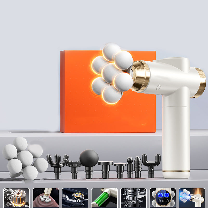 🥳2026 HOT SALE🥳💞50K+ SOLD! 💆♂️🔥 Multi-Head Massage Gun – 7-ball head covers large areas, 46mm deep percussion eases aches & stiffness. 9 heads for full-body relief! 💪✨