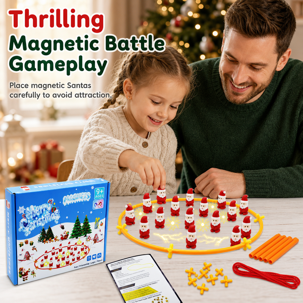 🥳2026 HOT SALE🥳💞50K+ SOLD! 🎅🎲 Christmas Santa Magnetic Chess – magnetic pieces stay put, no more scattered boards. Fun family game night, screen-free! 🎄💚