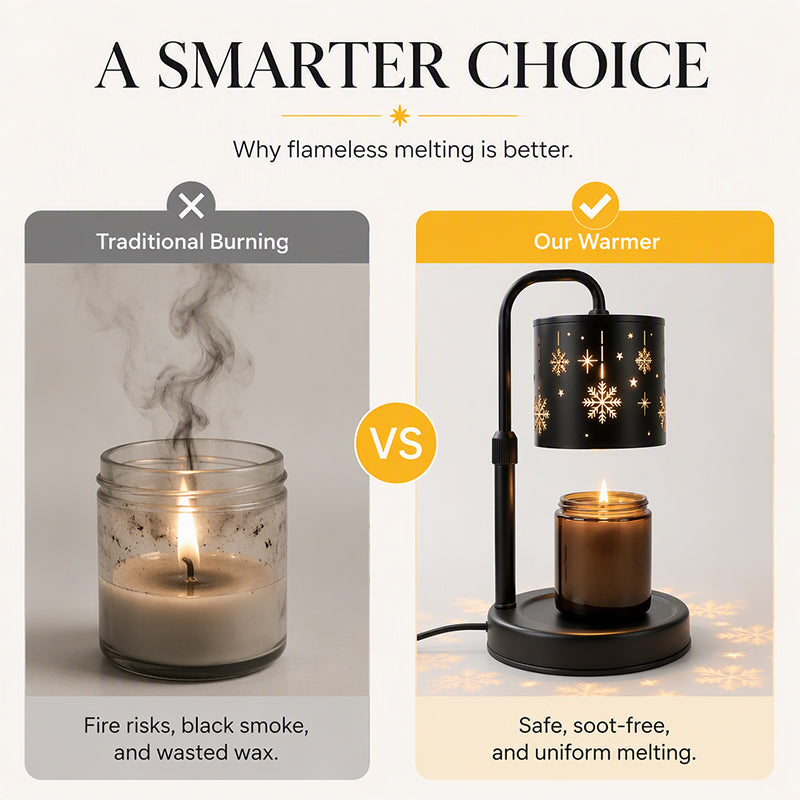 🥳2026 HOT SALE🥳💞50K+ SOLD! ❄️🕯️ 50% OFF! Retro Snowflake Candle Warmer Lamp – flameless melting, adjustable height 25-38cm, carbon steel. Cosy home & bedroom decor! 🏠✨