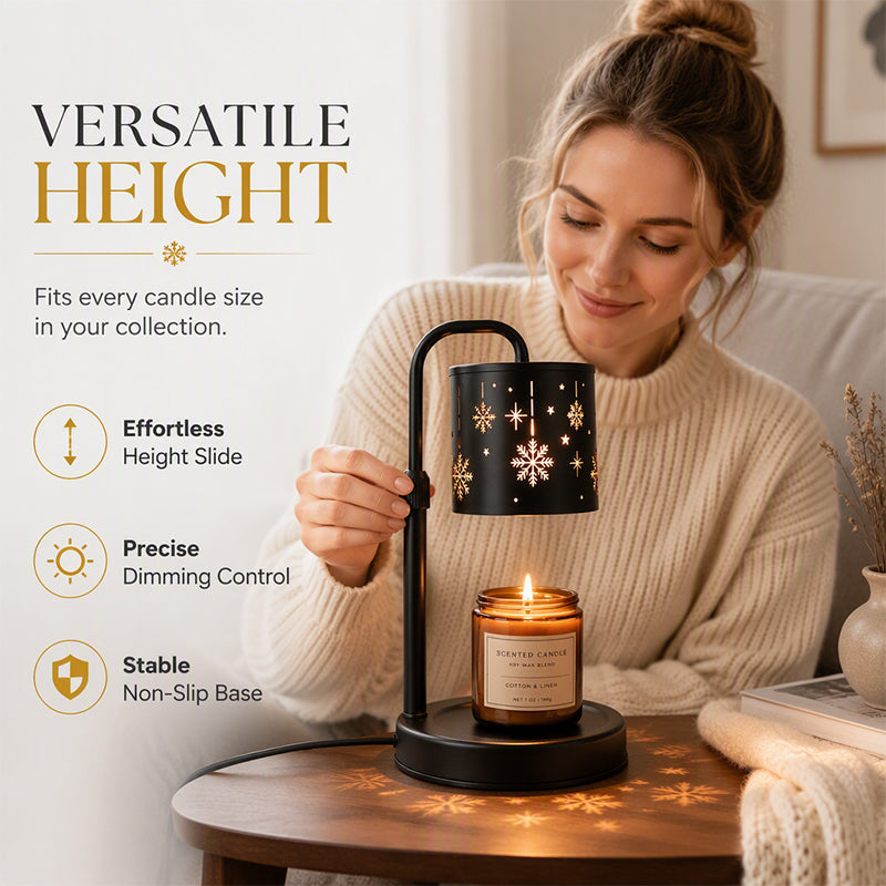 🥳2026 HOT SALE🥳💞50K+ SOLD! ❄️🕯️ 50% OFF! Retro Snowflake Candle Warmer Lamp – flameless melting, adjustable height 25-38cm, carbon steel. Cosy home & bedroom decor! 🏠✨