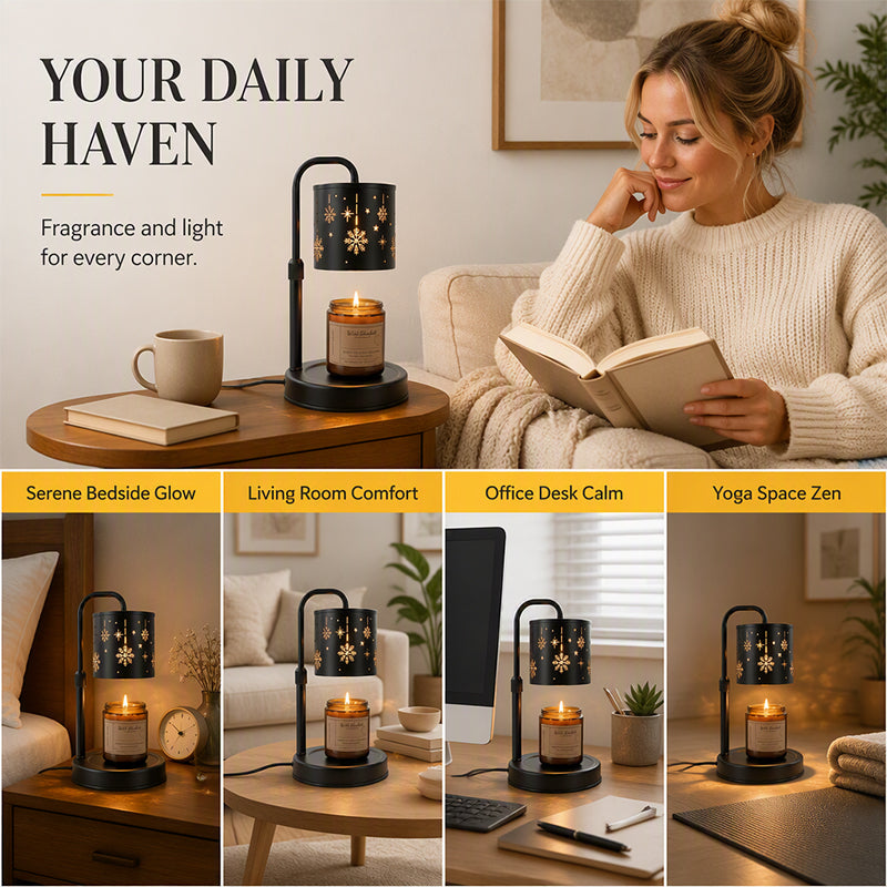 🥳2026 HOT SALE🥳💞50K+ SOLD! ❄️🕯️ 50% OFF! Retro Snowflake Candle Warmer Lamp – flameless melting, adjustable height 25-38cm, carbon steel. Cosy home & bedroom decor! 🏠✨