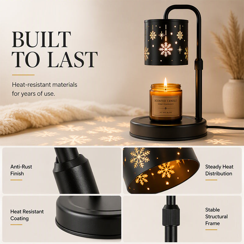 🥳2026 HOT SALE🥳💞50K+ SOLD! ❄️🕯️ 50% OFF! Retro Snowflake Candle Warmer Lamp – flameless melting, adjustable height 25-38cm, carbon steel. Cosy home & bedroom decor! 🏠✨