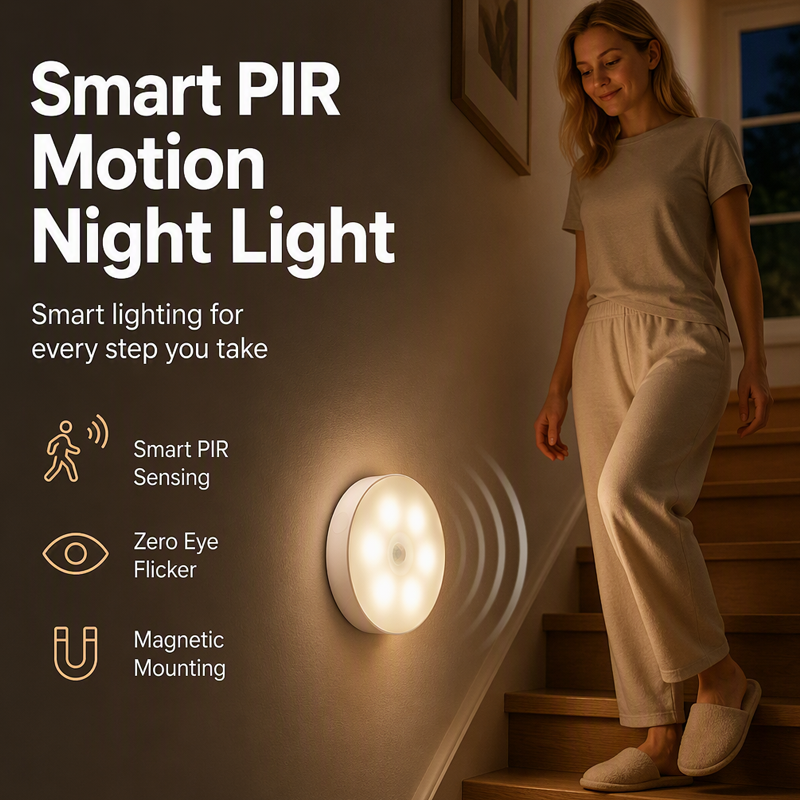 🥳2026 HOT SALE🥳💞50K+ SOLD! 🌙💡 Magnetic Motion Sensor Night Light – auto-on within 3-5m, soft eye-friendly glow. Wireless & rechargeable – safe midnight trips for elderly & kids! 🛡️✅