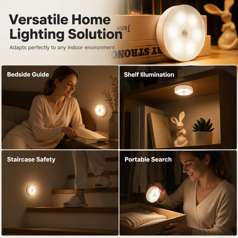 🥳2026 HOT SALE🥳💞50K+ SOLD! 🌙💡 Magnetic Motion Sensor Night Light – auto-on within 3-5m, soft eye-friendly glow. Wireless & rechargeable – safe midnight trips for elderly & kids! 🛡️✅