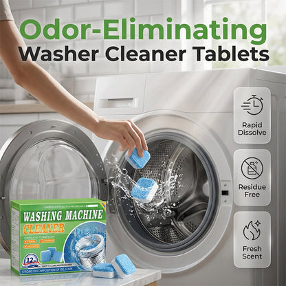 🥳2026 HOT SALE🥳💞50K+ SOLD! 🧺💥 50% OFF! Washing Machine Cleaner Tablets – blast away hidden grime & musty odours. One tablet, hot cycle, fresh clothes every wash. Works in front & top loaders! ✅💚
