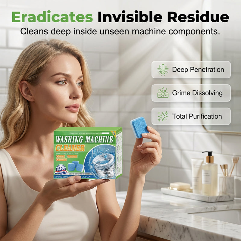 🥳2026 HOT SALE🥳💞50K+ SOLD! 🧺💥 50% OFF! Washing Machine Cleaner Tablets – blast away hidden grime & musty odours. One tablet, hot cycle, fresh clothes every wash. Works in front & top loaders! ✅💚