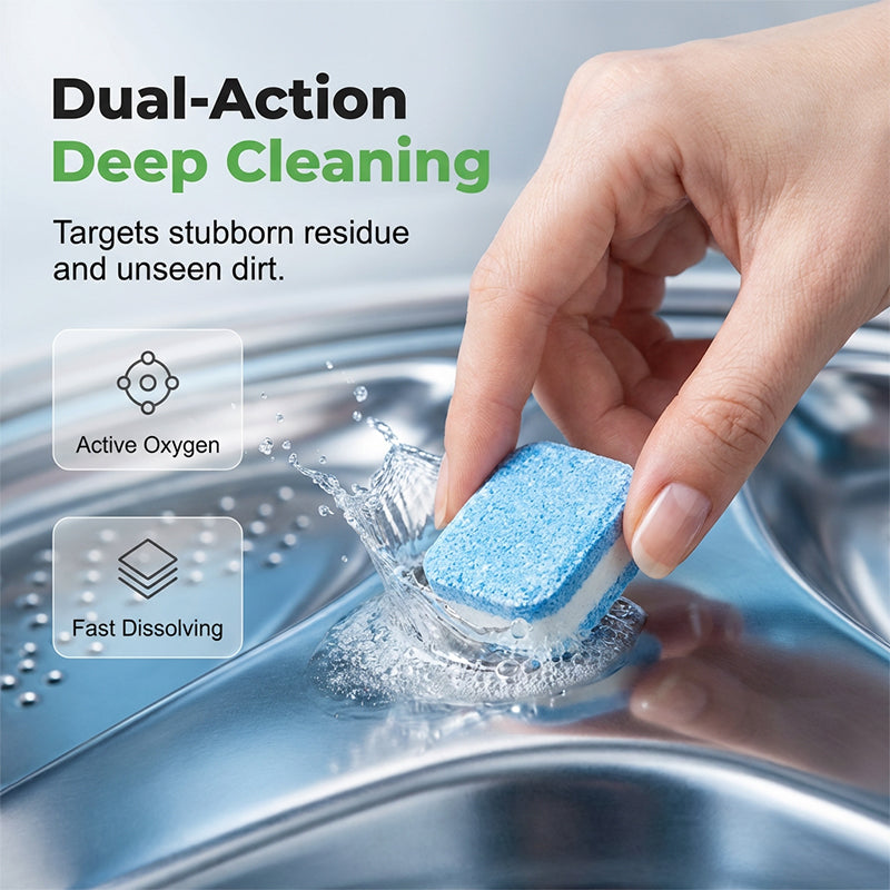 🥳2026 HOT SALE🥳💞50K+ SOLD! 🧺💥 50% OFF! Washing Machine Cleaner Tablets – blast away hidden grime & musty odours. One tablet, hot cycle, fresh clothes every wash. Works in front & top loaders! ✅💚
